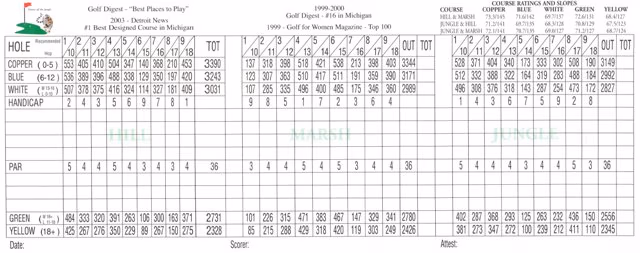 Copper hills score card