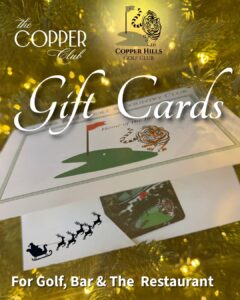 gift cards golf and copper club with santa sleigh and christmas tree lights